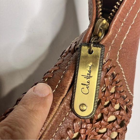 Cole Haan woven leather hobo bag shoulder bag large size - Picture 3 of 10